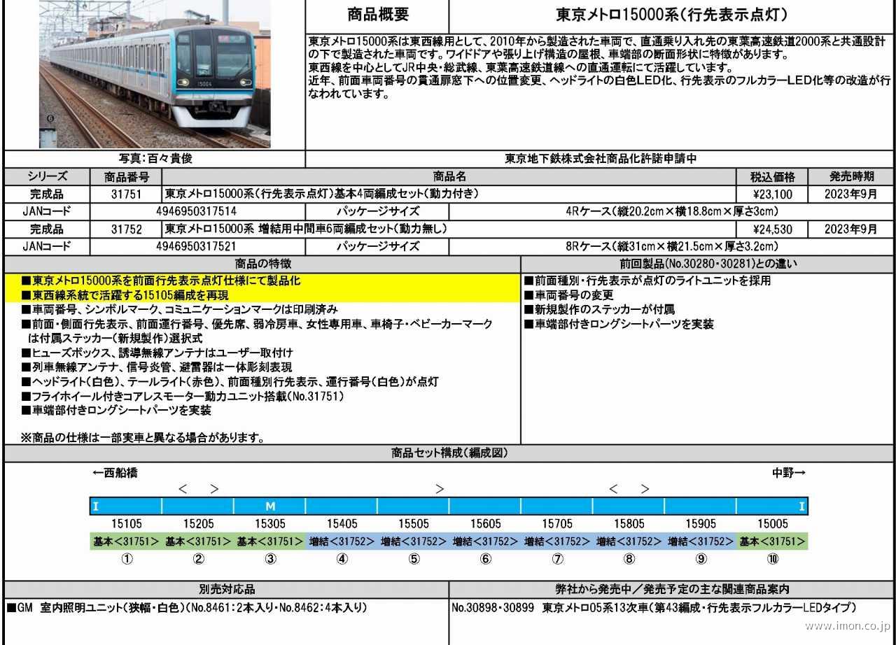 東京メトロ１５０００系 増結６両 | 鉄道模型店 Models IMON