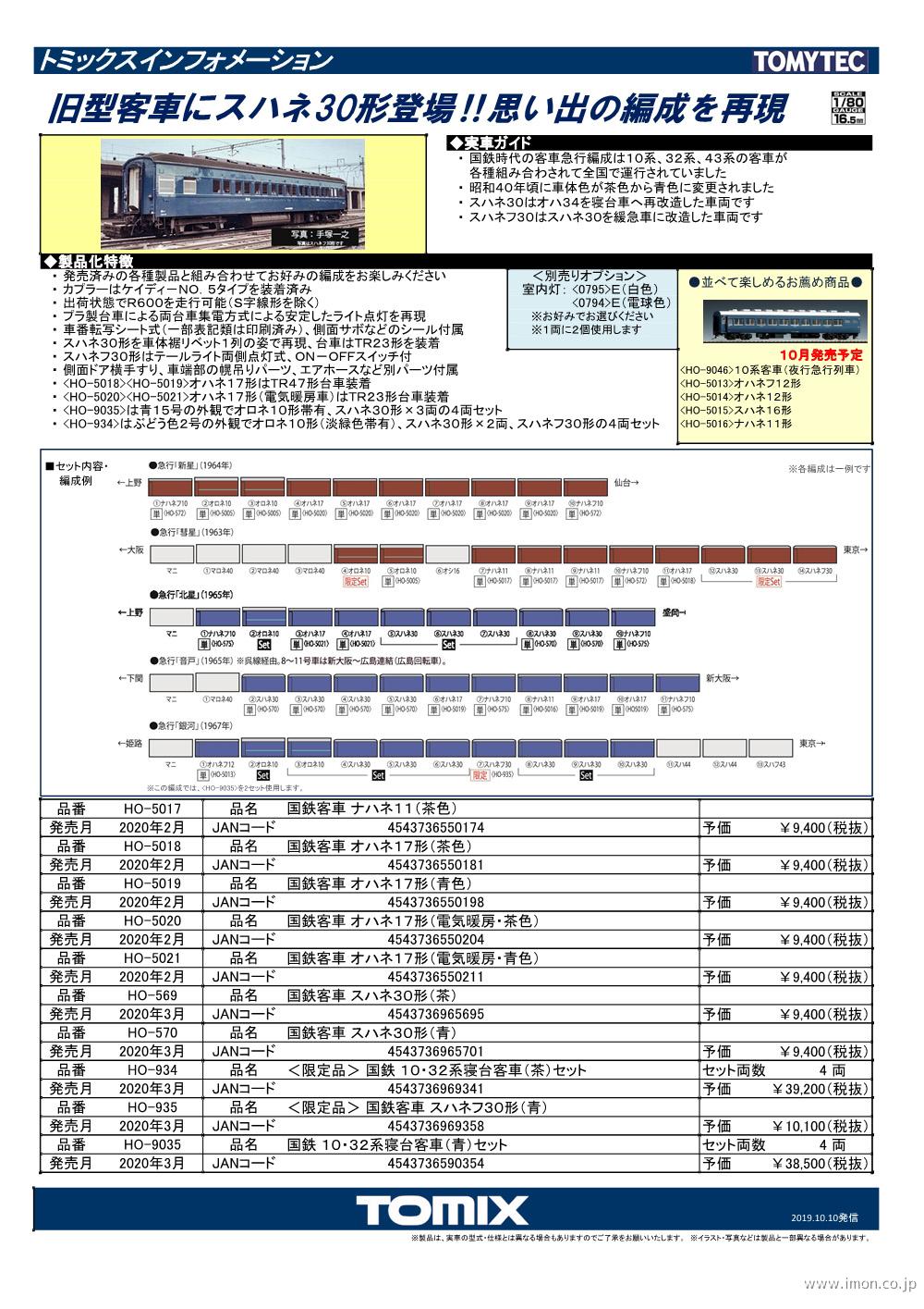 ＴＯＭＩＸ １０・３２系寝台客車４両セット（茶） | 鉄道模型 Models IMON