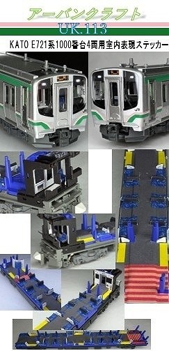 ＵＫ１１３　Ｅ７２１系１０００番台４両用室内表現ステッカー
