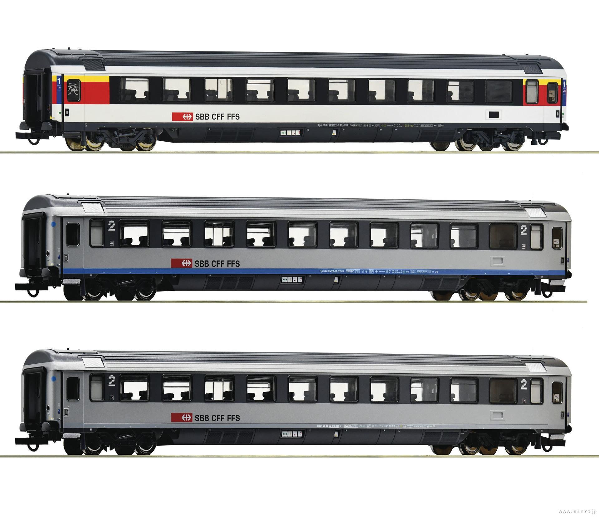 ７４０２２ＳＢＢⅥユーロシティーＥＣ７客車 ３両セット２ | 鉄道模型