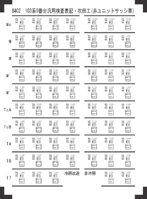 ８４０２Ｂ　１０３系検査表記　黒