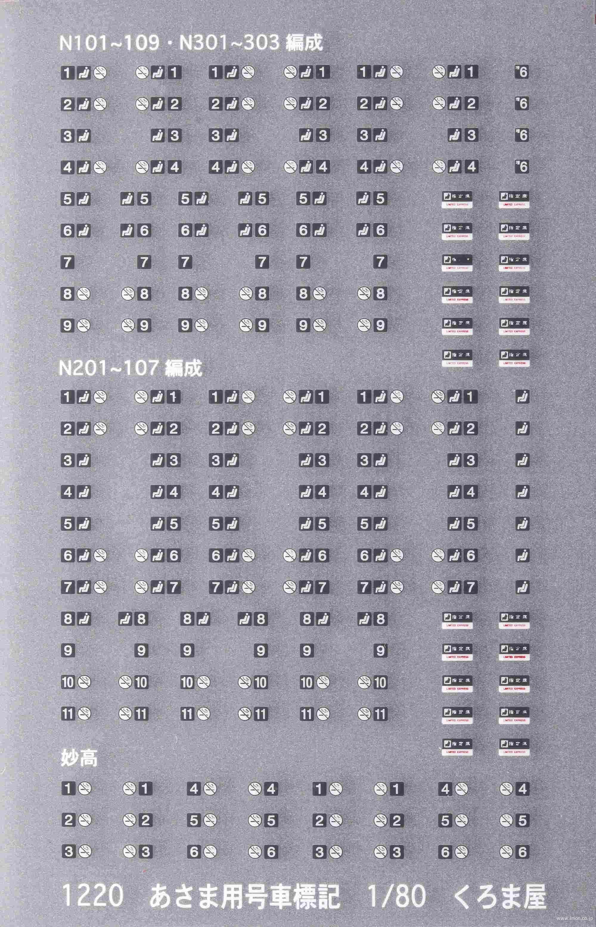 １２２０　あさま用号車標記