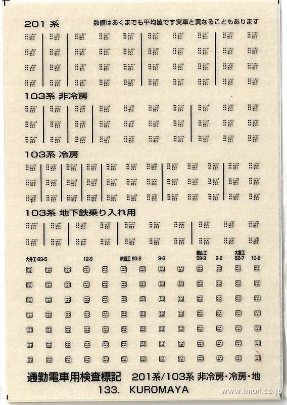 １３３　検査標記　通勤電車用　黒