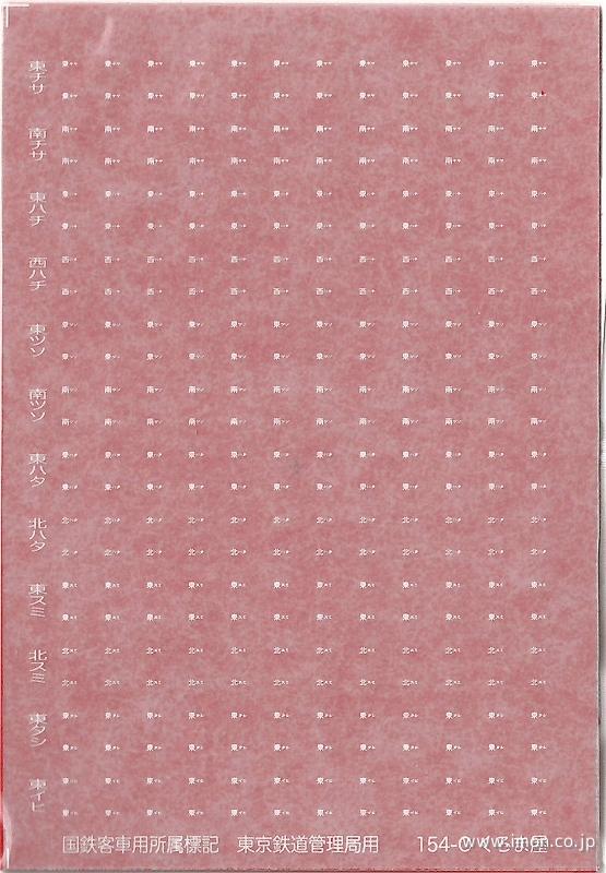 １５４－Ｃ　国鉄客車用所属標記　白