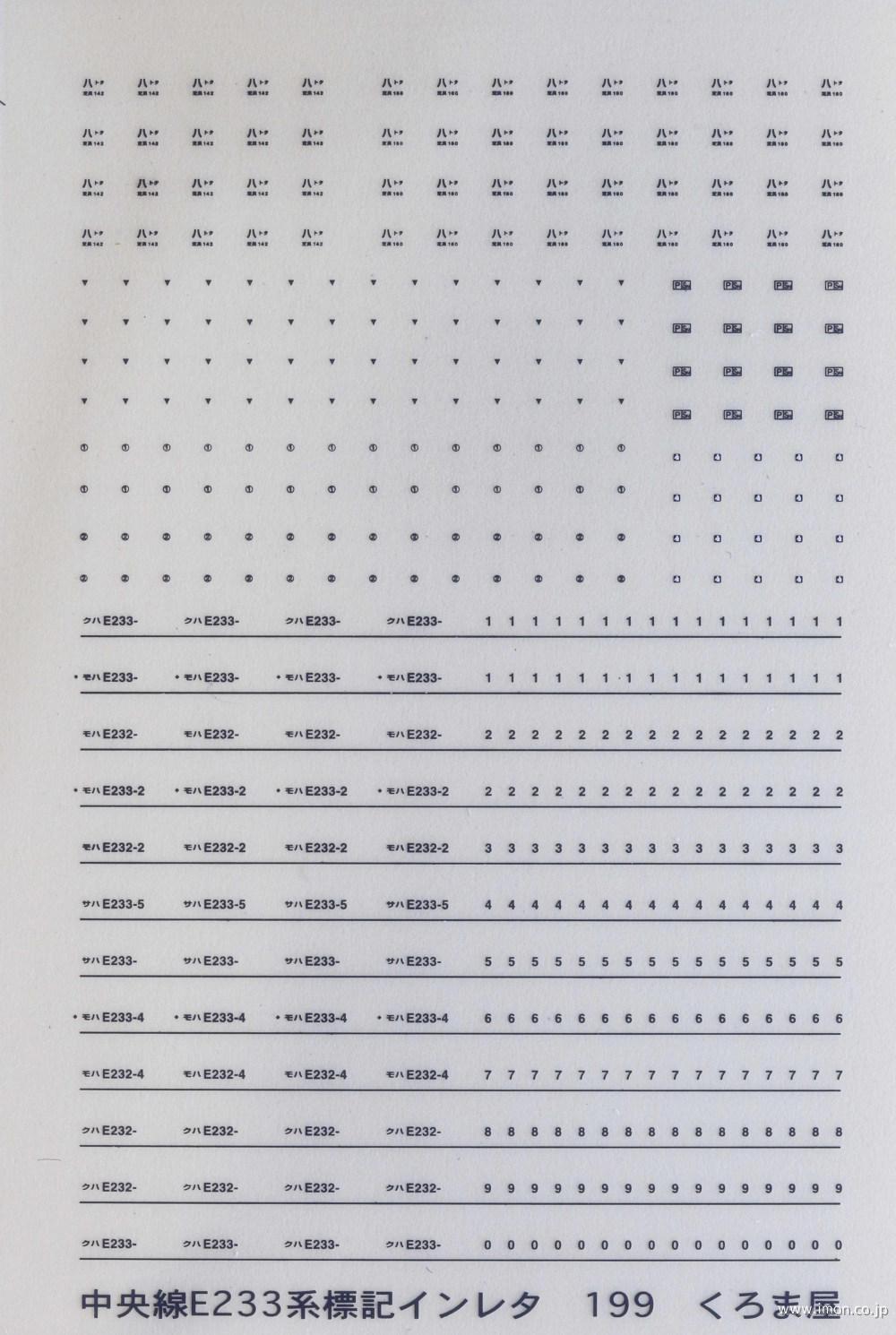 １９９　Ｅ２３３系中央線標記