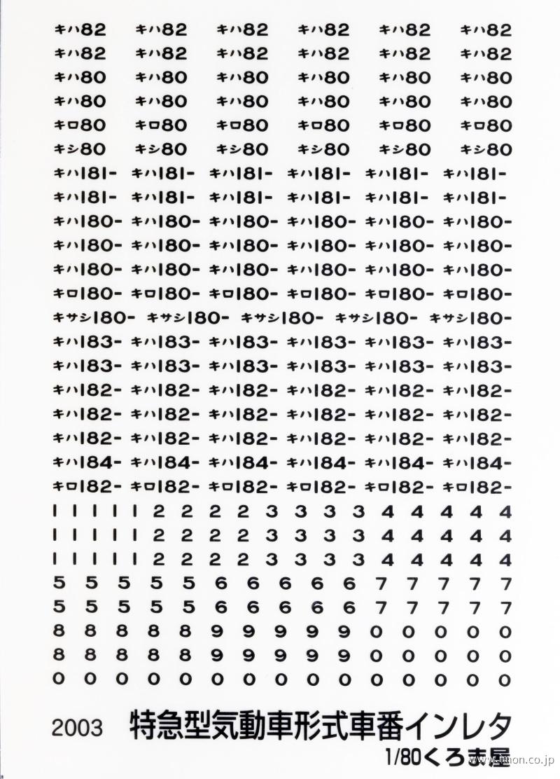 ２００３　特急型気動車車番　黒