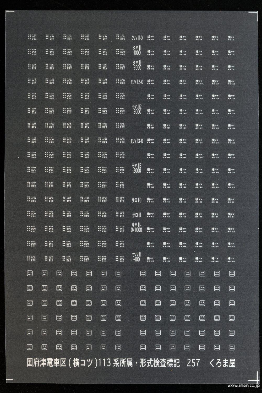 ２５７国府津電車区（横コツ）１１３系　所属・形式検査標記