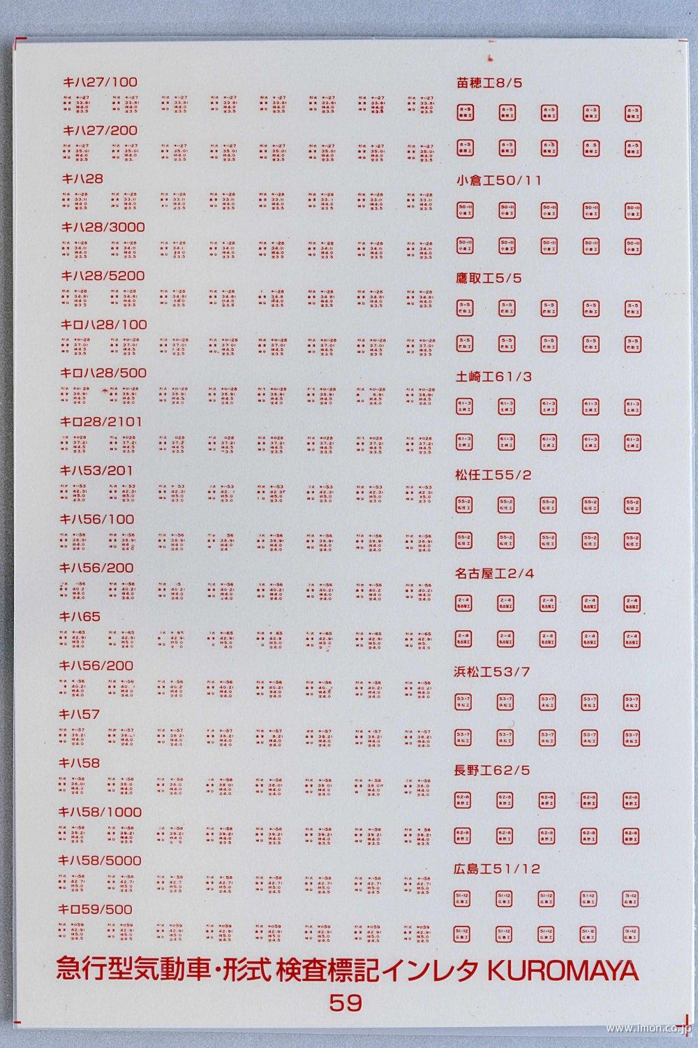 ５９　急行型気動車・型式検査標記　赤１１号