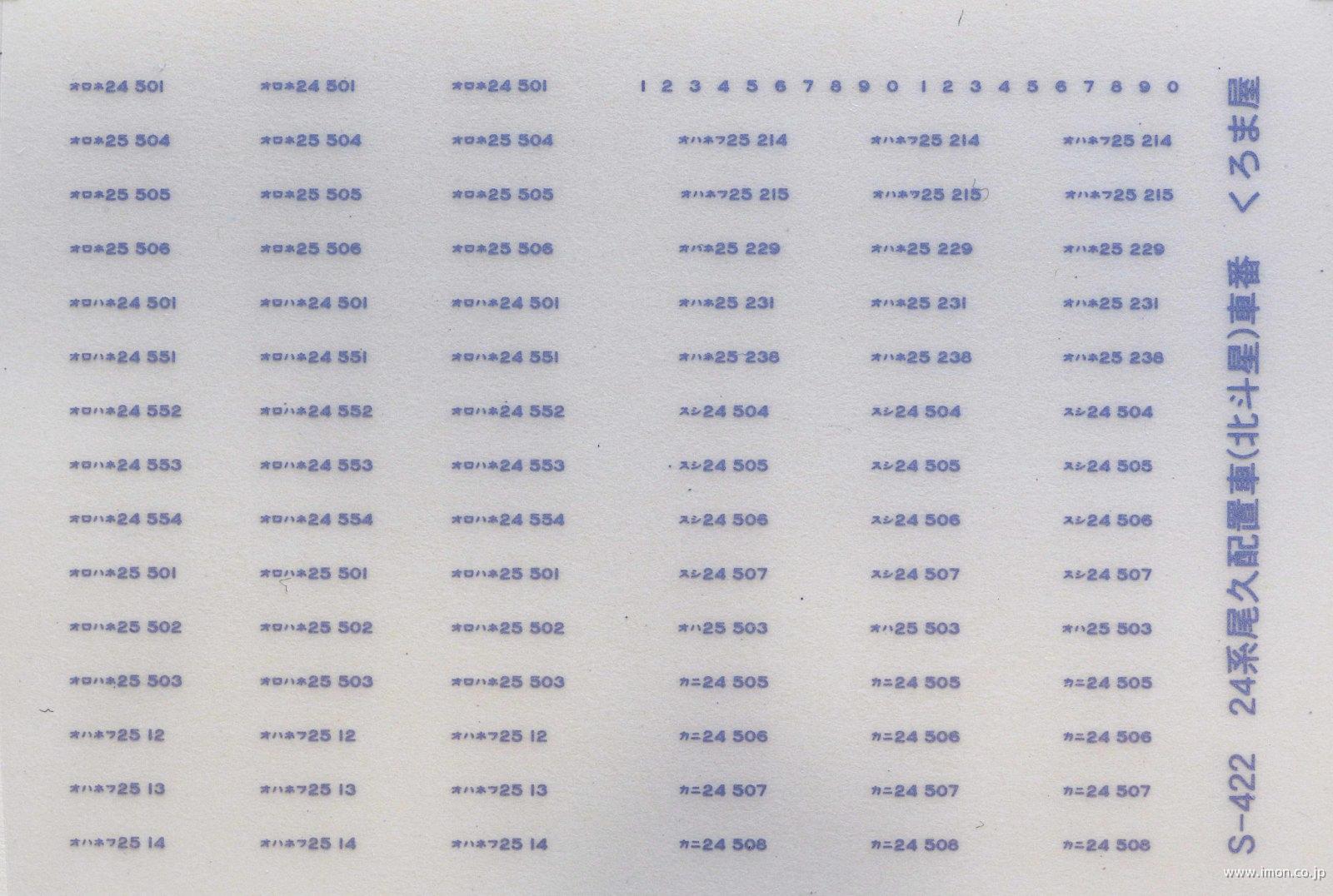 Ｓ－４２２　車番　２４系　尾久配置車（北斗星）