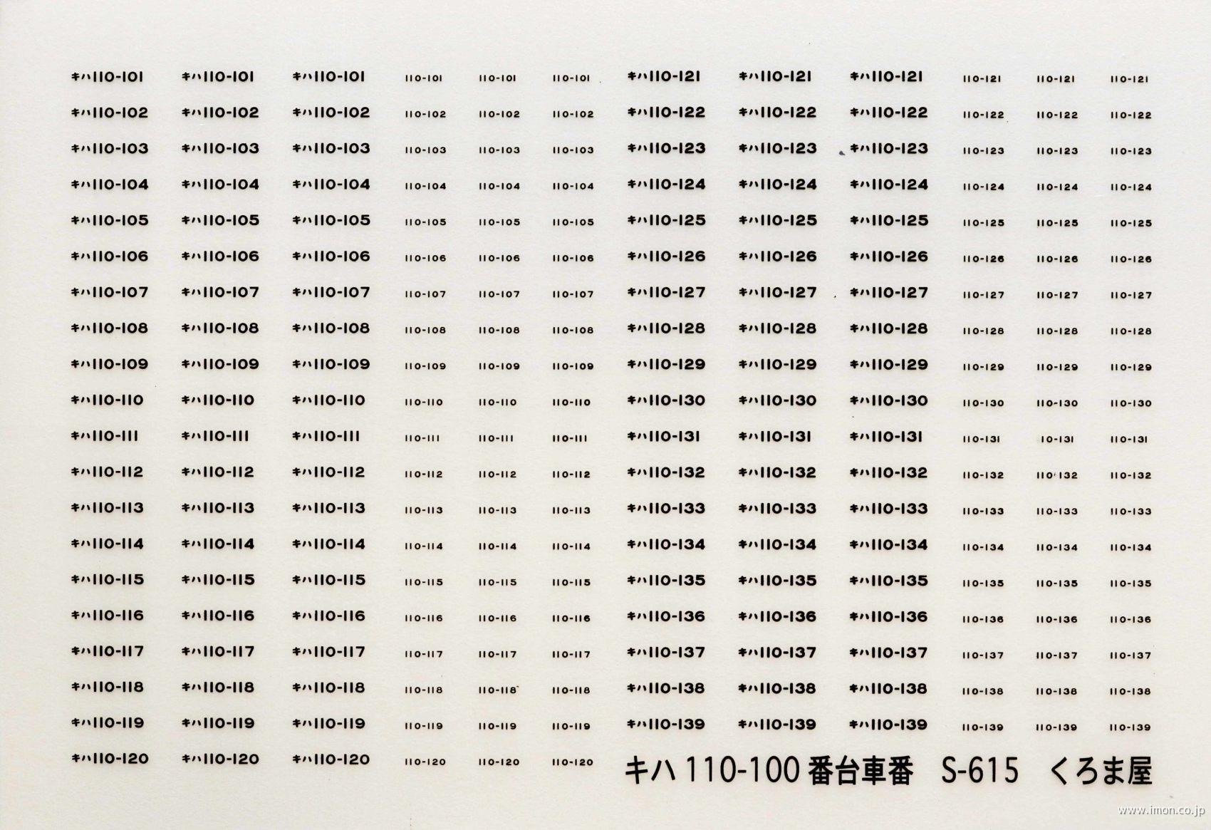 Ｓ－６１５　キハ１１０－１００番台車番