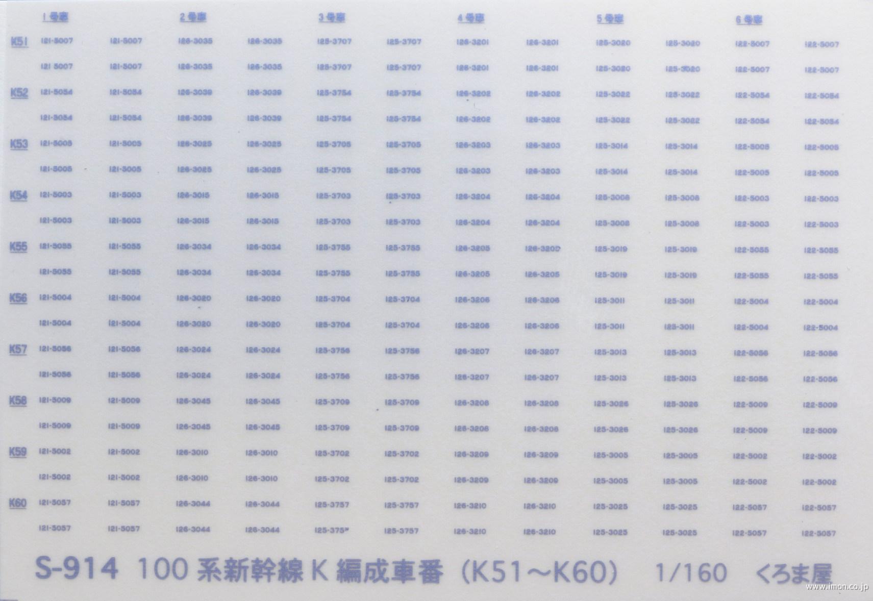 Ｓ－９１４　車番　１００系Ｋ編成　銀