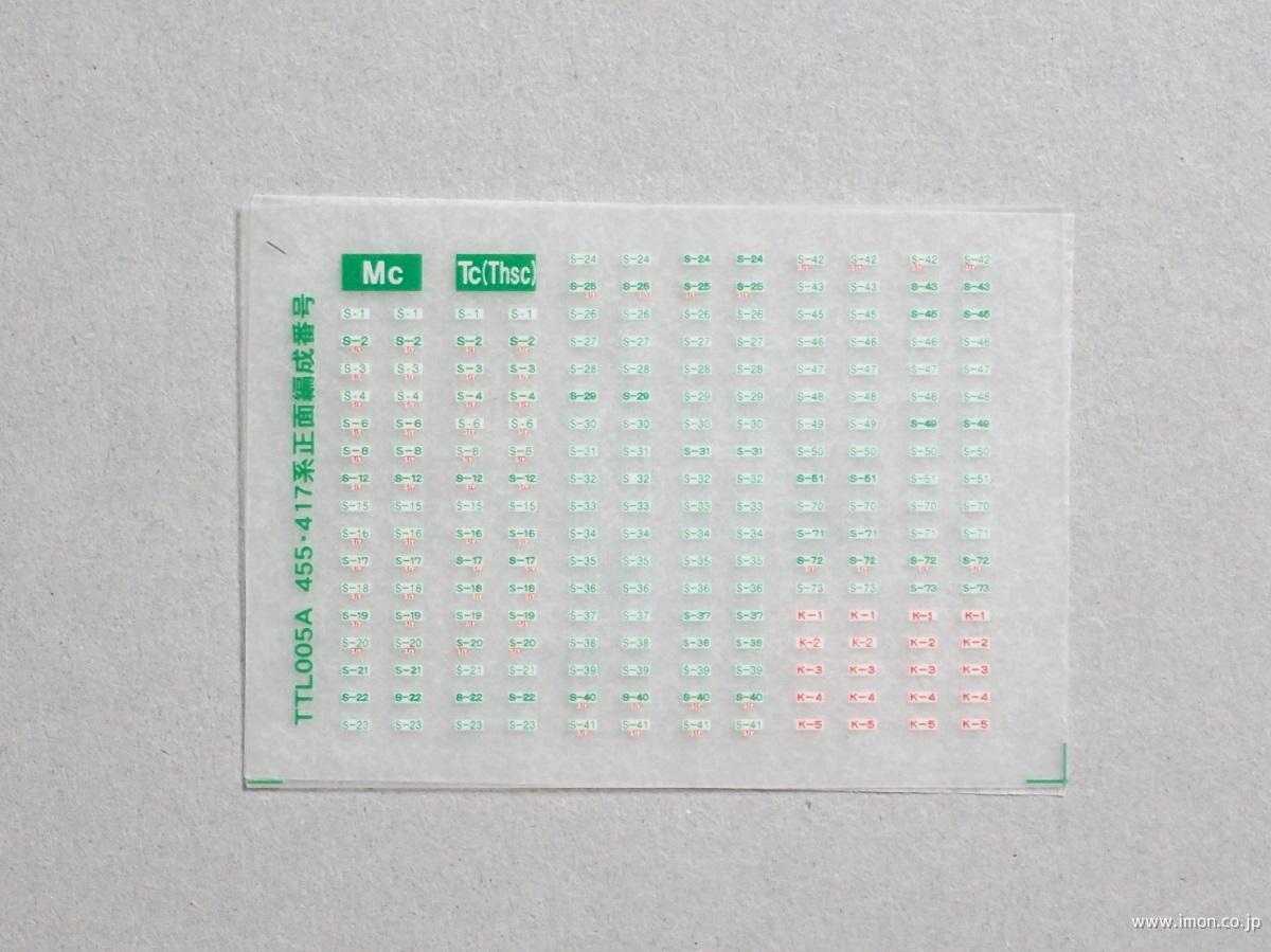 ４５５・４１７系前面編成番号表示