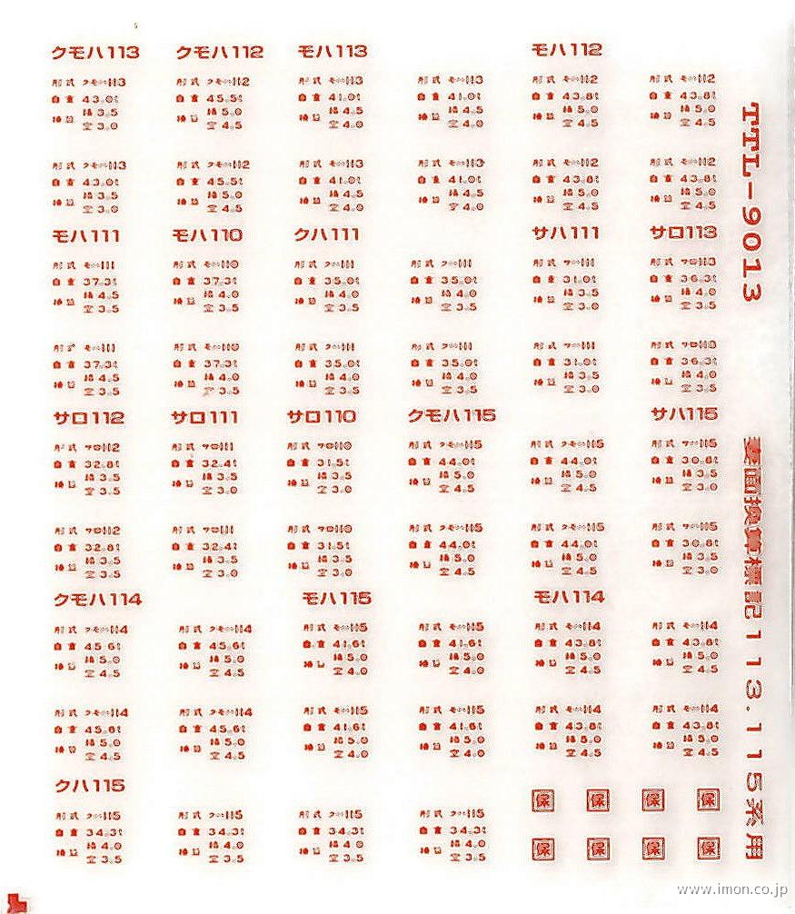 １１３・１１５系妻面換算標記　朱色３号