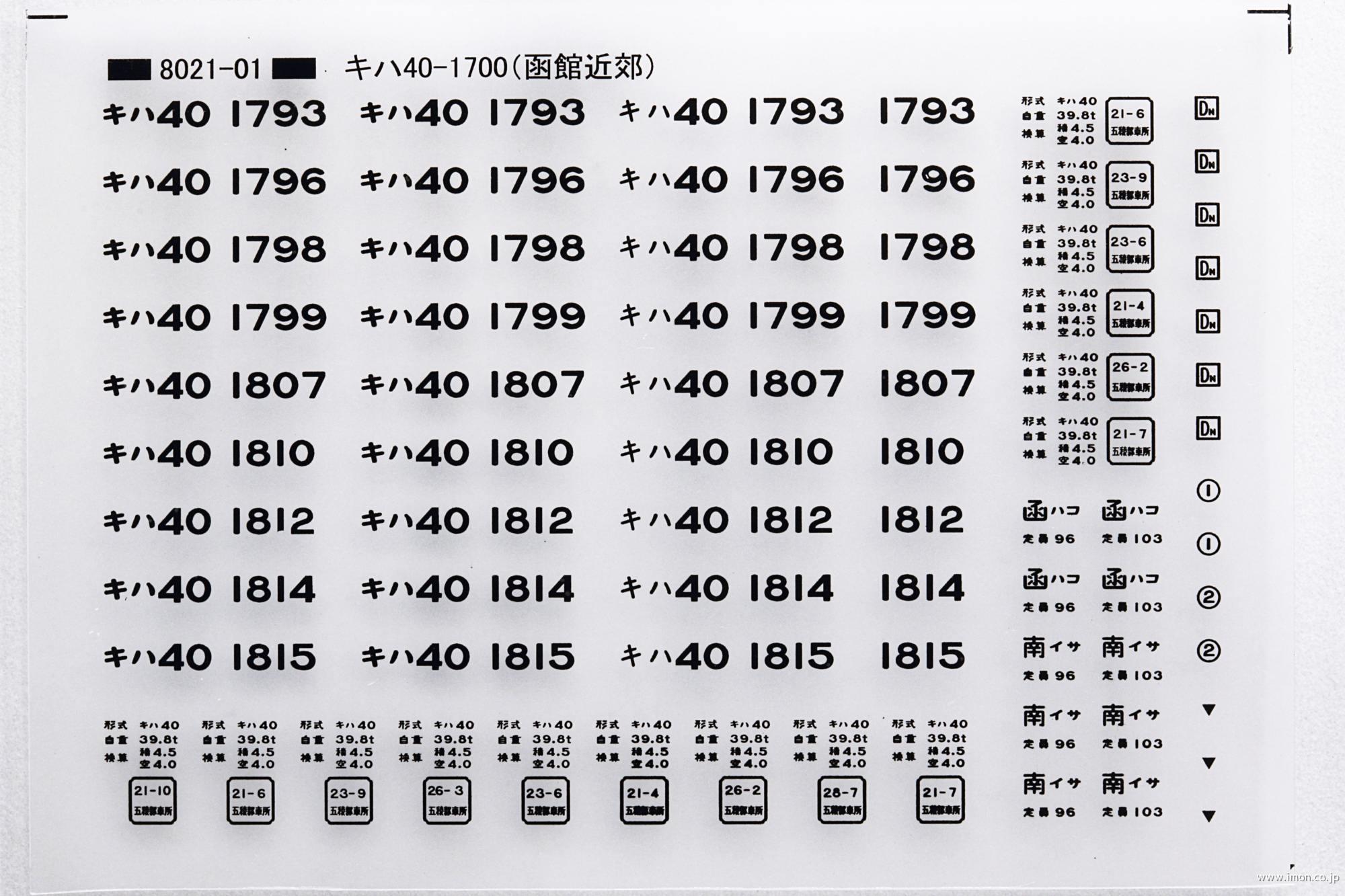 キハ４０－１７００標記（函館）黒