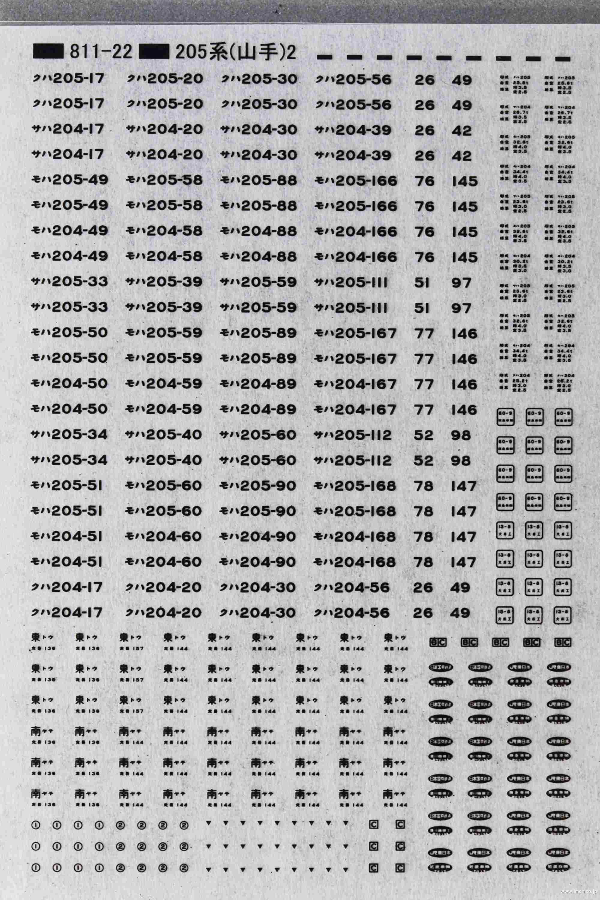 ２０５系山手線標記２