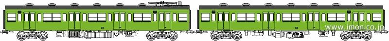 １０３系非ユニット窓・非冷房　黄緑６号　Ｍ付増結２両Ａ