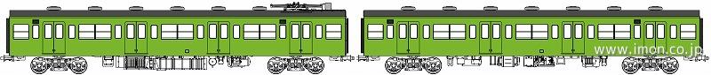 １０３系非ユニット窓・非冷房　黄緑６号　Ｍ無増結２両Ｂ