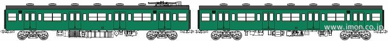１０３系非ユニット窓・非冷房　青緑１号　Ｍ付増結２両Ｈ